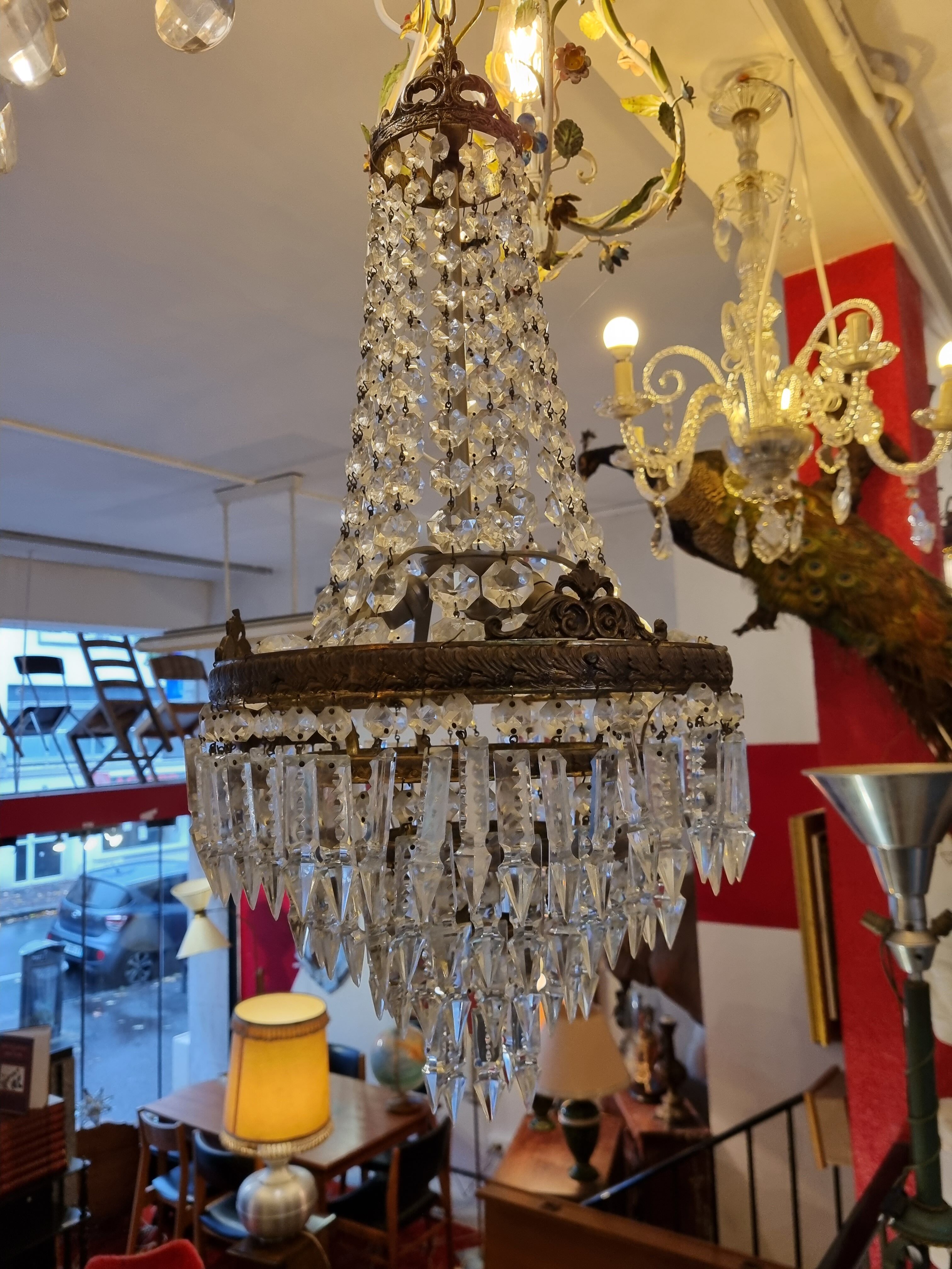 Hot air balloon chandelier with grapevines early twentieth century