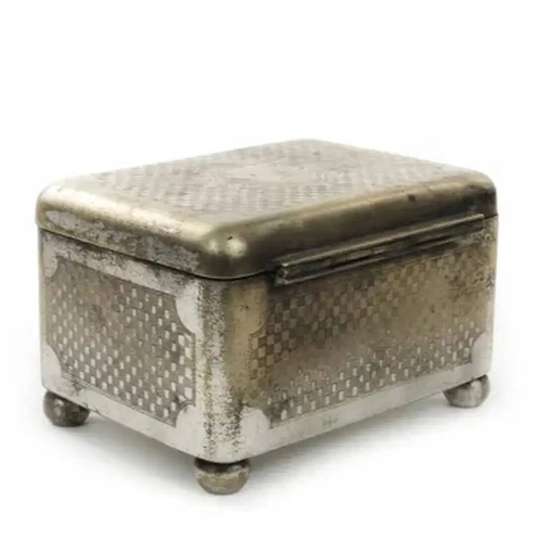 Art Deco sugar bowl, silver-plated brass, Norblin, Poland, 1920s