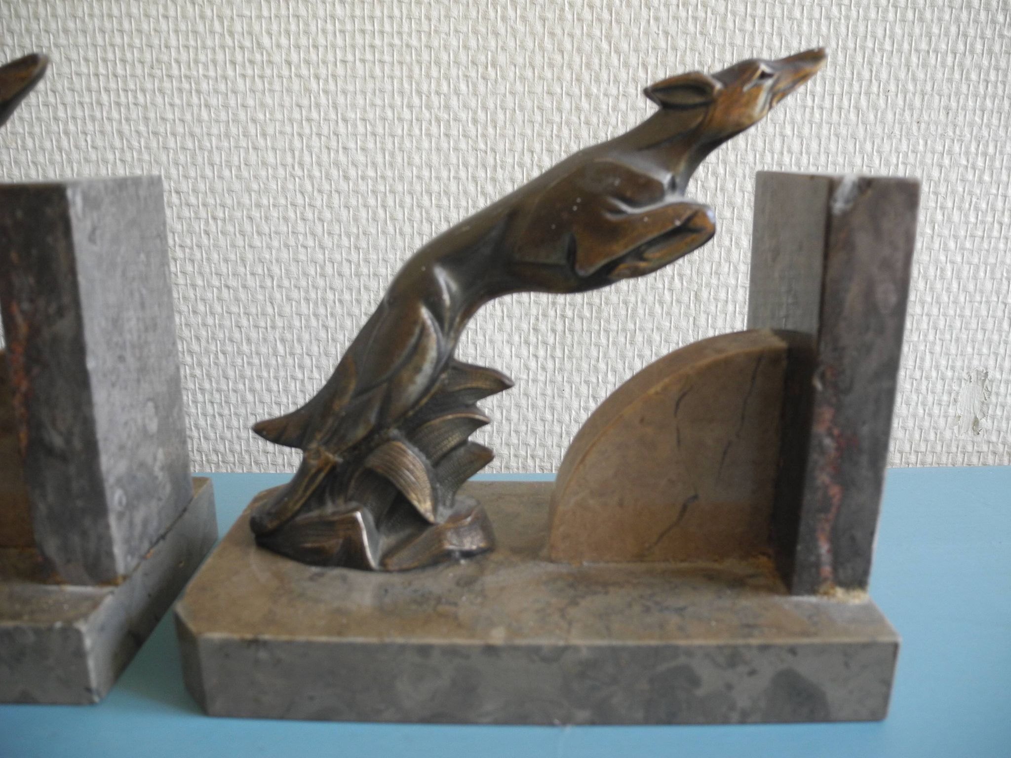 pair of art deco greyhound bookends bronze marble antique pair of bookends