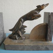 pair of art deco greyhound bookends bronze marble antique pair of bookends