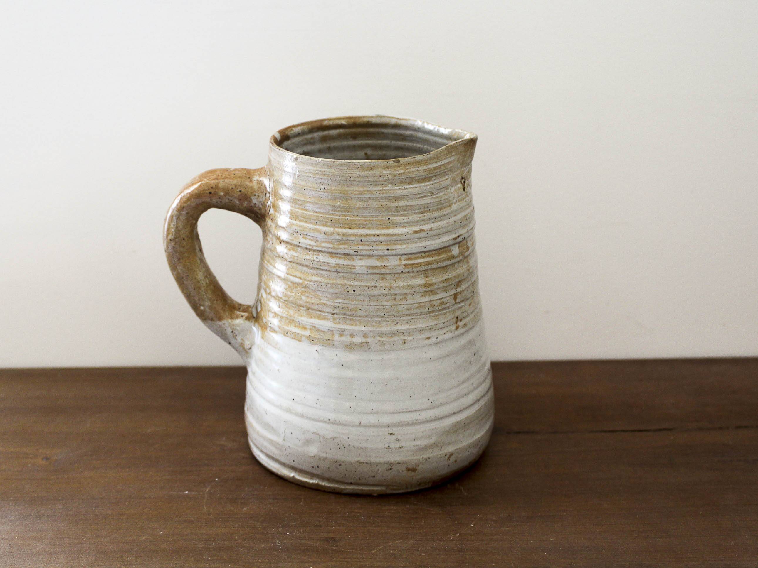 Glazed stoneware pitcher Pierre Lion Puisaye sandstone