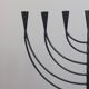 Vintage Swedish Menorah candle holder, hand-forged, in brutalist style.