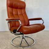 Vintage retro Ekornes Stressless reclining lounge chair & stool 1960s
