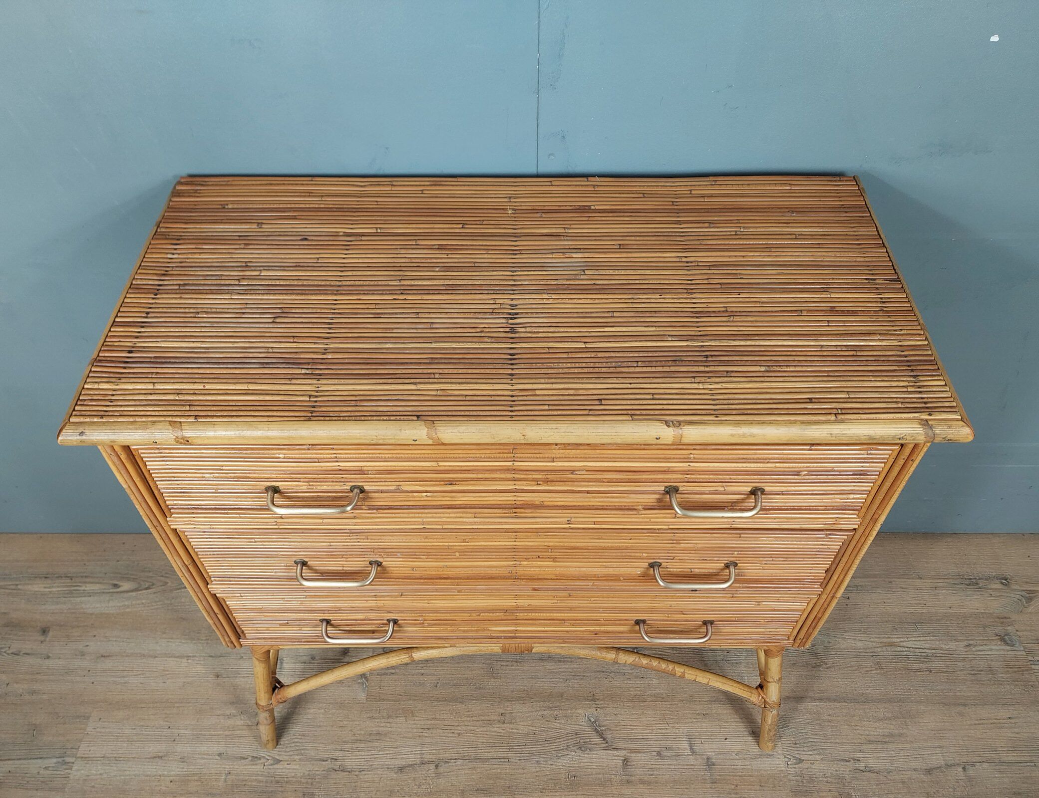 Commode vintage en bambou et rotin