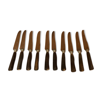 Series of 10 knives, horn sleeves and steel blades