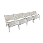 4 white Lounge Chairs Triconfort - Aluminium and plastic - 1980's