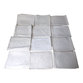 Lot de 12 serviettes de table en tissu lin/cotton damassé