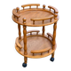 Desserte vintage rond en bois massif chariot à bar