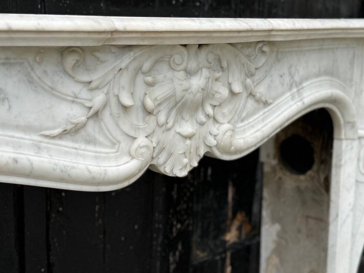 Louis XV Style Fireplace In Carrara Marble Circa 1880