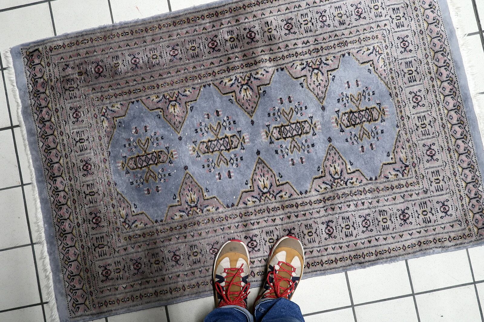 Vintage Uzbek Bukhara handmade rug 95 cm x 147 cm 1950s