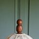 Suspension lampshade with hook and solid wood, ME Leuchten around 1970.