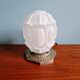 Art Deco night light in nickel-plated bronze and frosted glass, 1920.