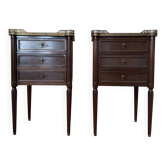 Pair of Louis XVI bedside tables in solid mahogany.