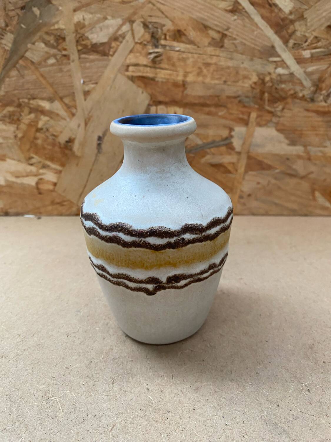Antique Vintage Beige & Brown Ceramic Vase #B617
