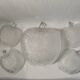 Salad bowl & 4 dessert cups, apple shape in clear glass
