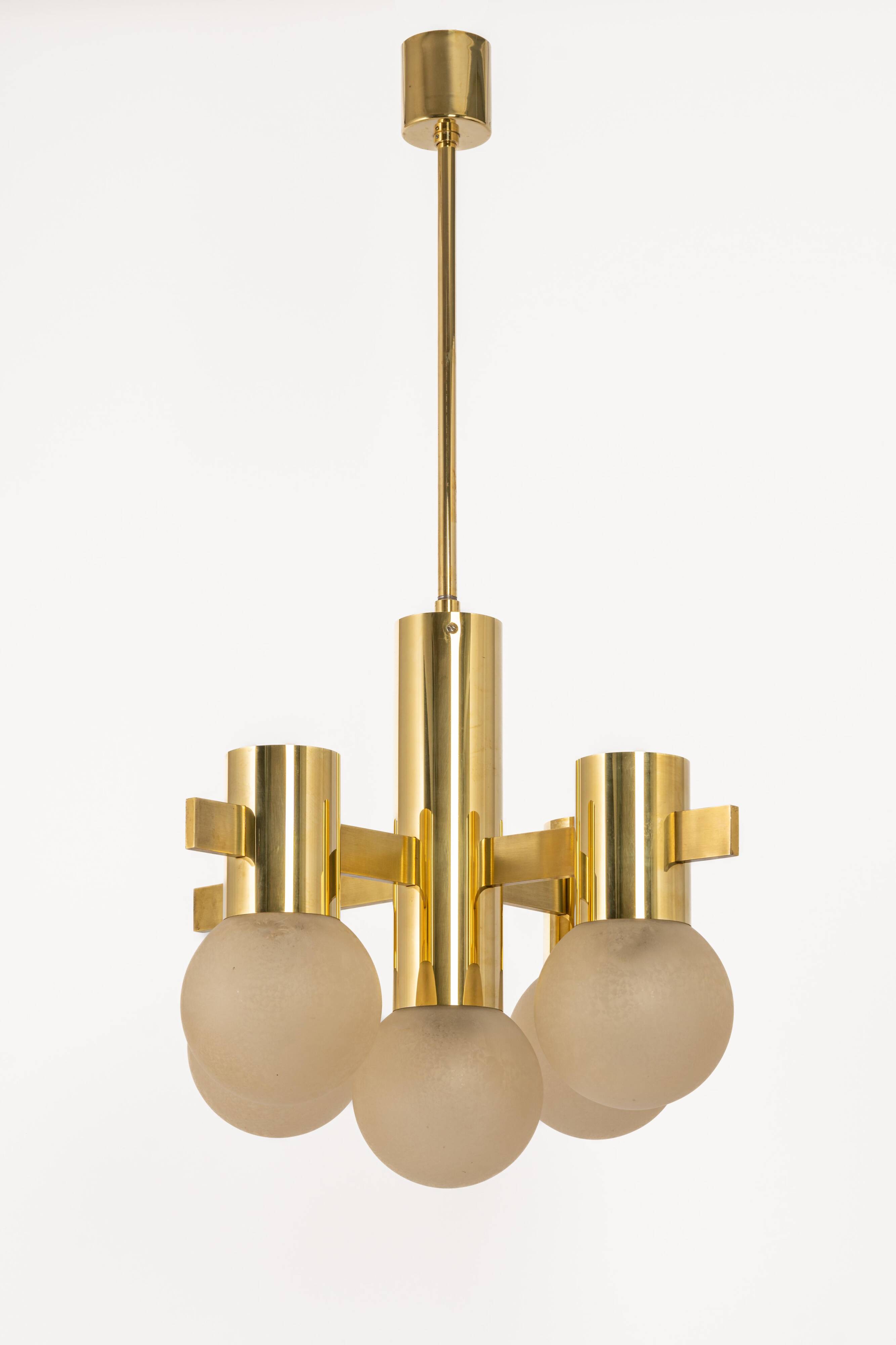 Sciolari chandelier in brass, Italy, 1960s.
