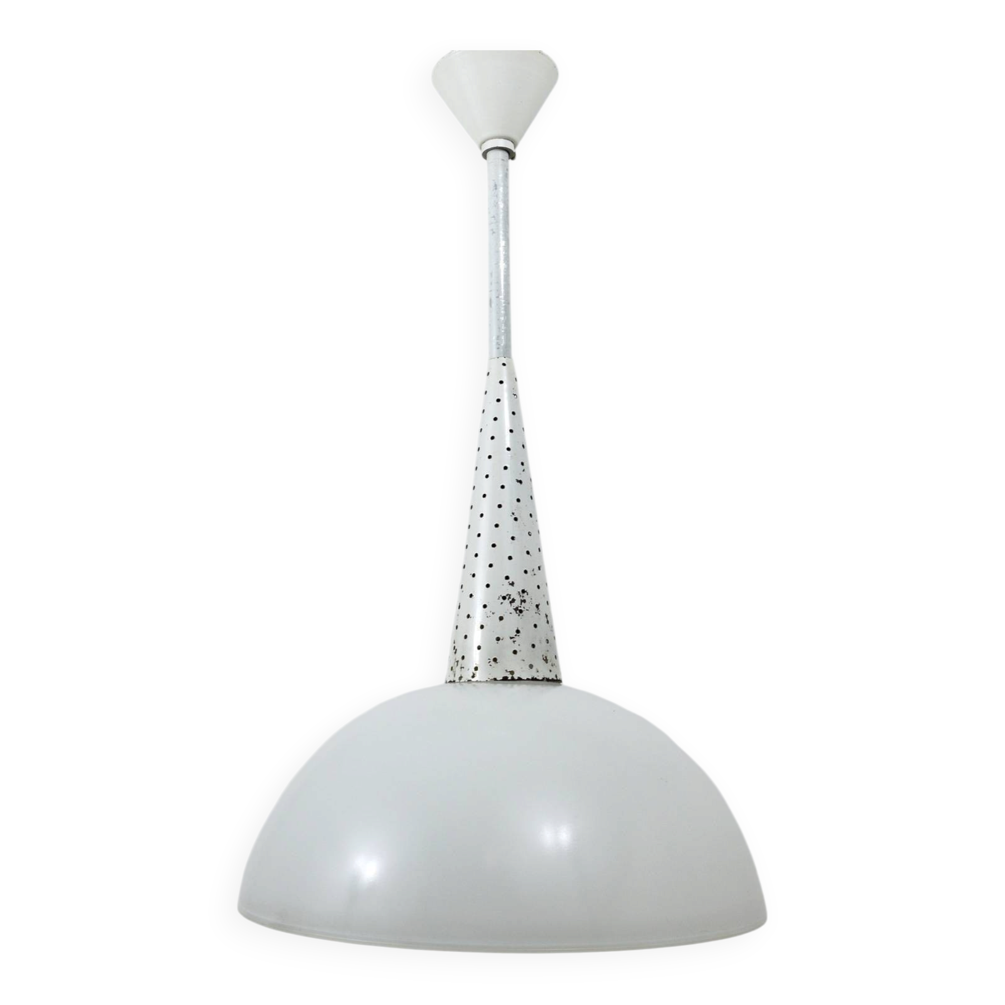 Perforated suspension Mathiew Matégot midcentury, Holophane, France, 1950s