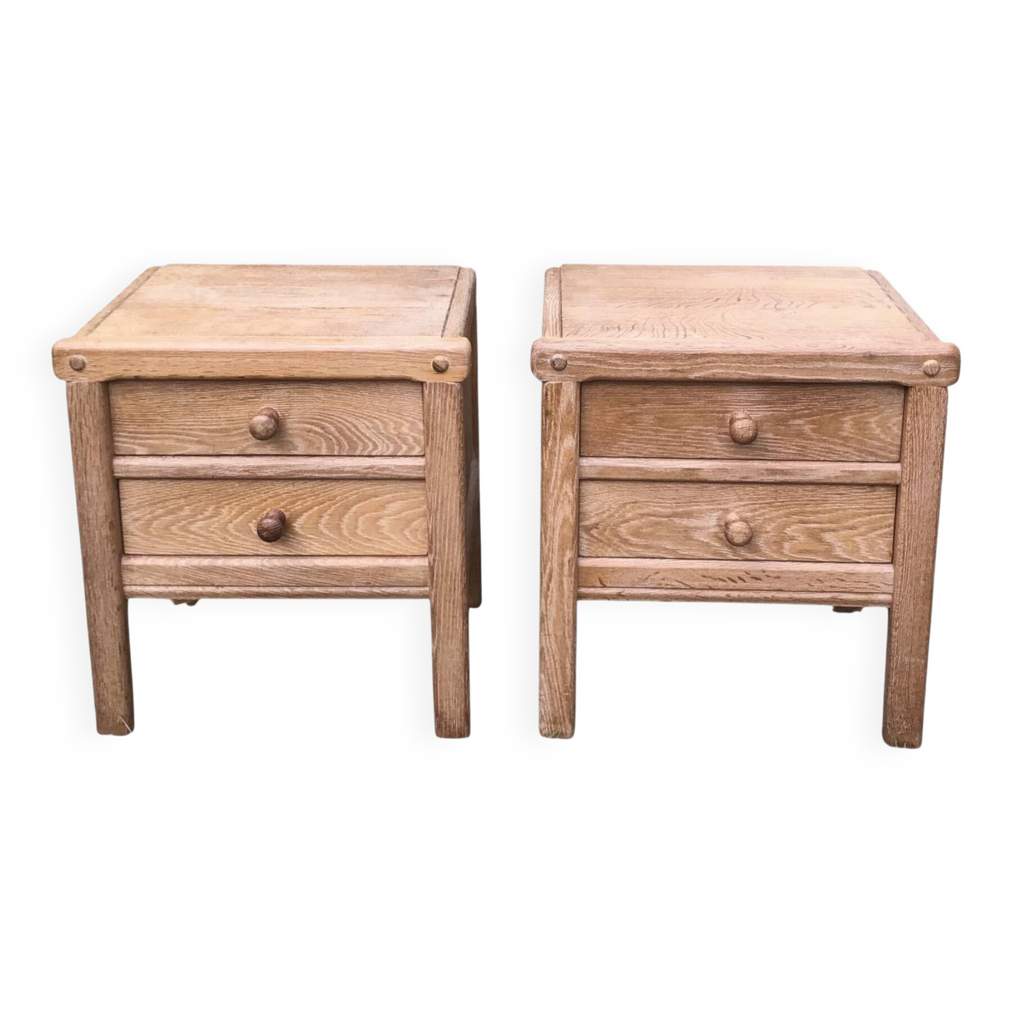 Pair of solid oak bedside tables circa 70-80