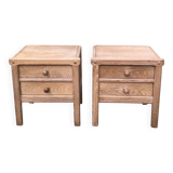 Pair of solid oak bedside tables circa 70-80