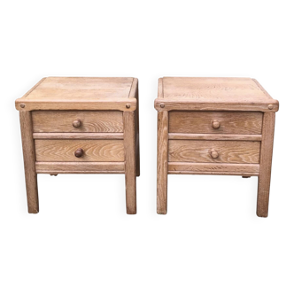 Pair of solid oak bedside tables circa 70-80