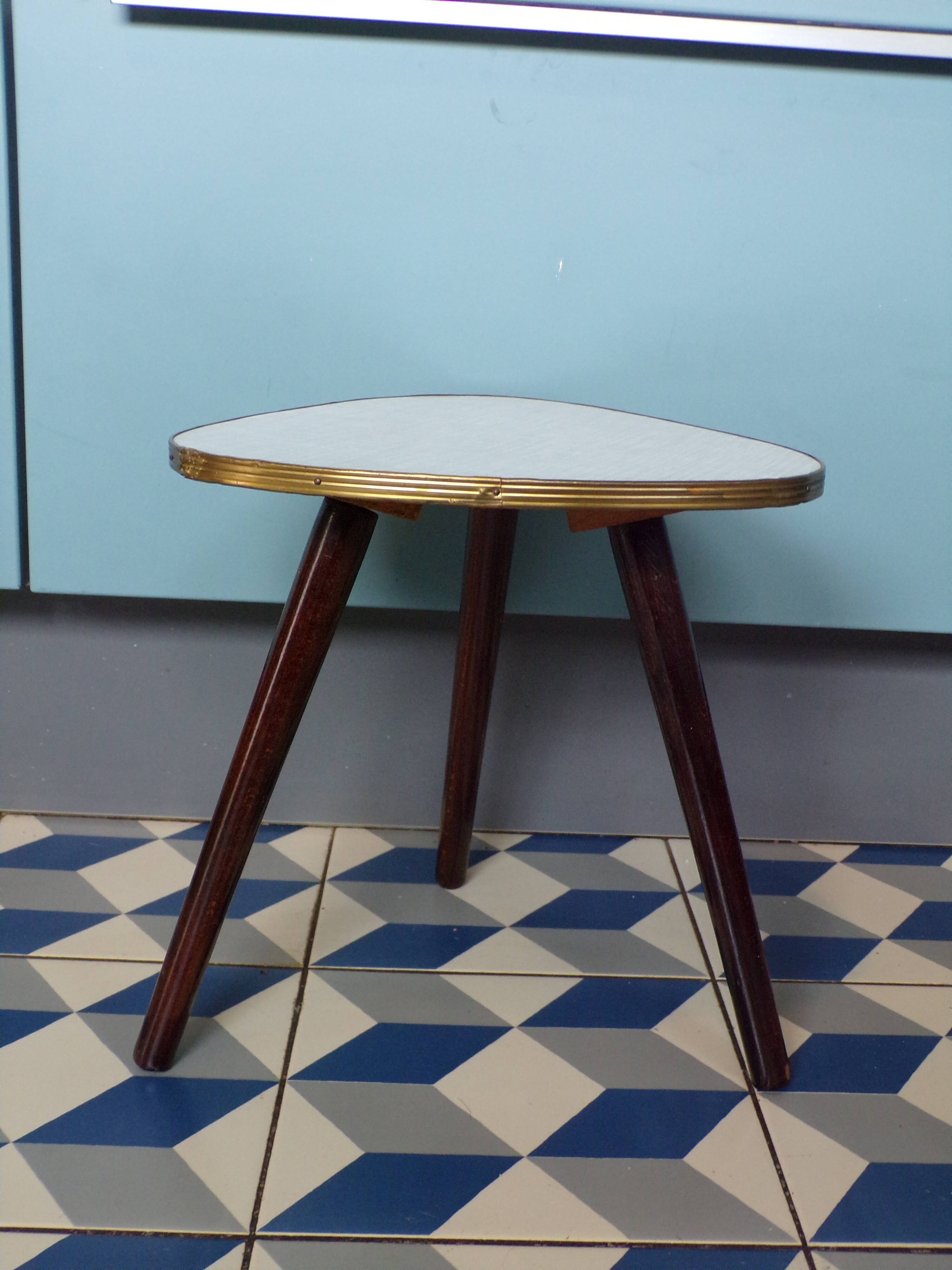 Table porte plante vintag en formica blanc