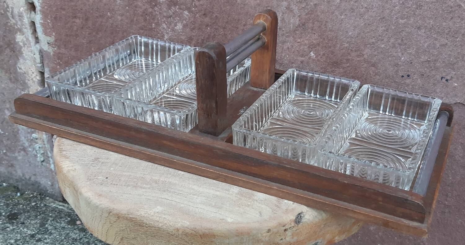 Art Deco ramekin holder, server or aperitif tray
