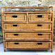 Commode rotin et osier années 70