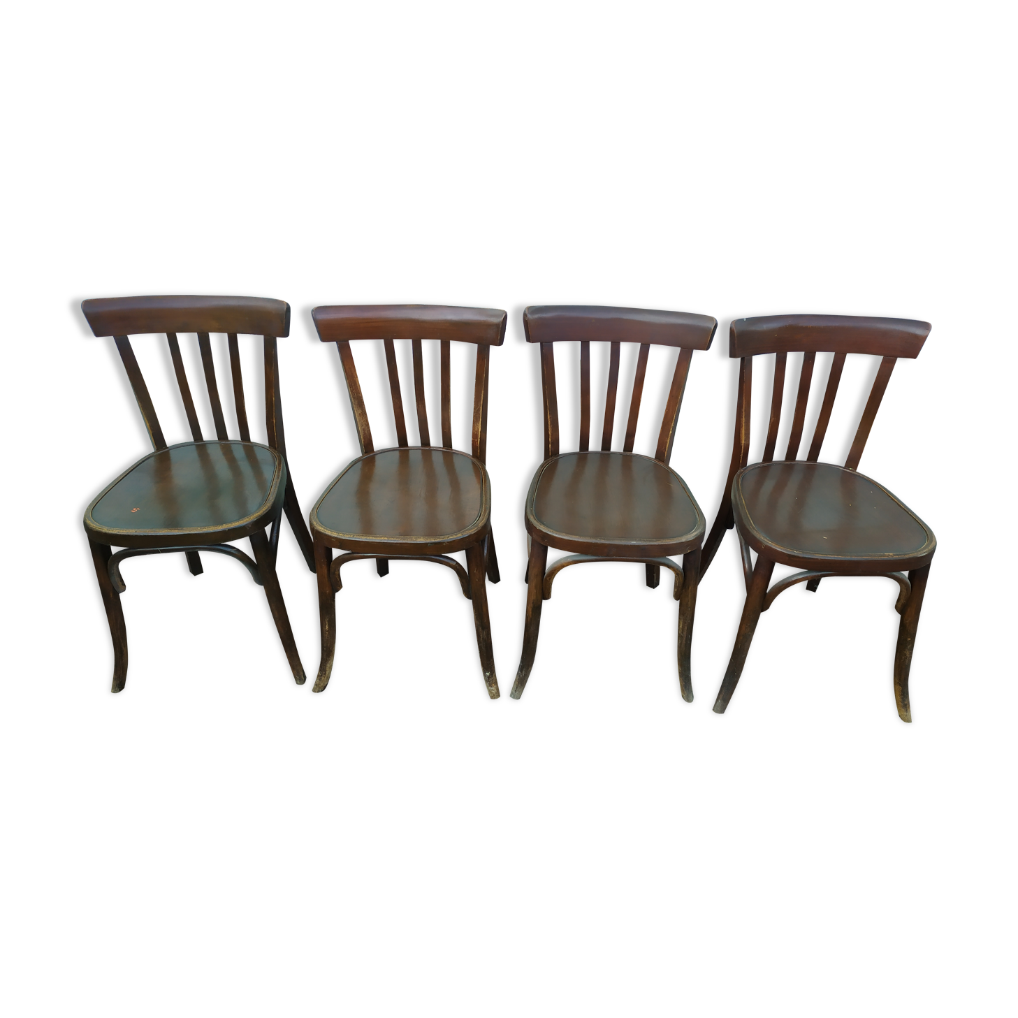 Set of 4 wooden bistro chairs - vintage - old