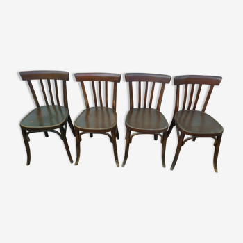 Lot de 4 chaises de bistrot en bois - vintage