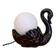 Vintage lamp, black ceramic swan and white opaline globe