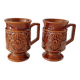 Paire de mugs en céramique sur pied vintage des années 1970 – style poterie britannique rétro