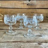 4 small luminarc “vine” glasses
