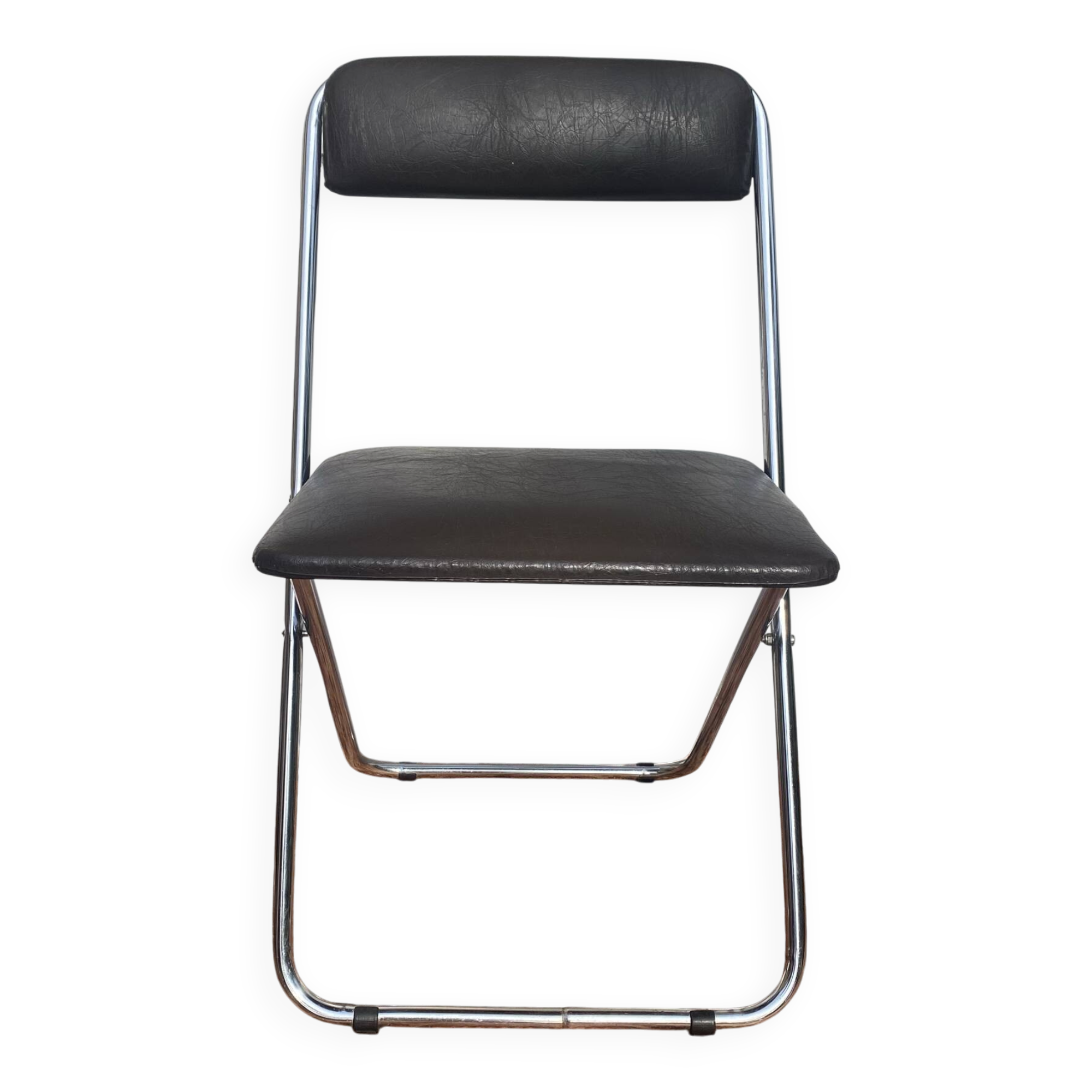 Chaise pliante en Skaï et chrome , années 70
