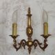 Pair Vintage French Traditional Style Bronze Mid Century Wall Lights 5345