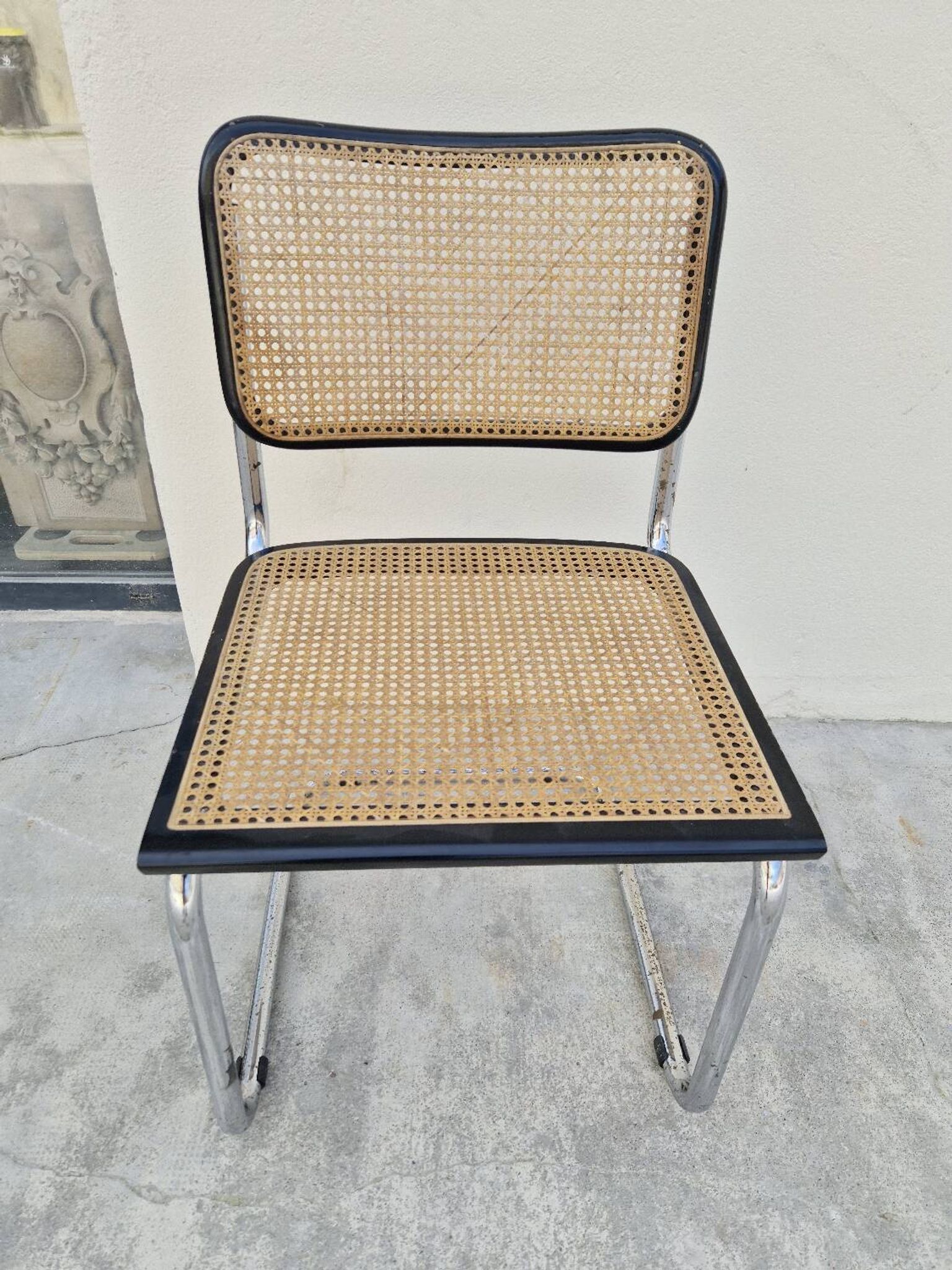 Marcel Breuer B32 chair in black cane signed Made in Italy
