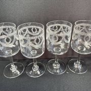 4 Water glasses – Guilloché crystal – Art Nouveau