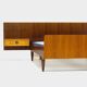 Vintage double bed with nightstands in teak, maple, brass & glass, 1960s