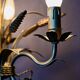 Vintage wheat spike chandelier in gold metal, 3 lights, 1970s Hollywood Regency.