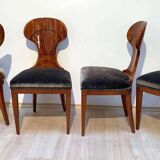 Biedermeier Ballon Chairs, Ash Veneer, Grey Velvet, Vienna, 1900, Set of 4
