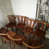 Set of 8 wooden bistro chairs