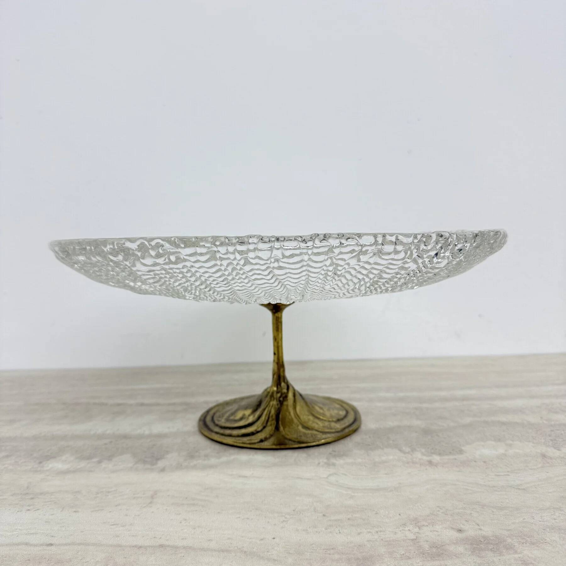 Mid-century design centrepiece crystal and brass bowl, 1960s