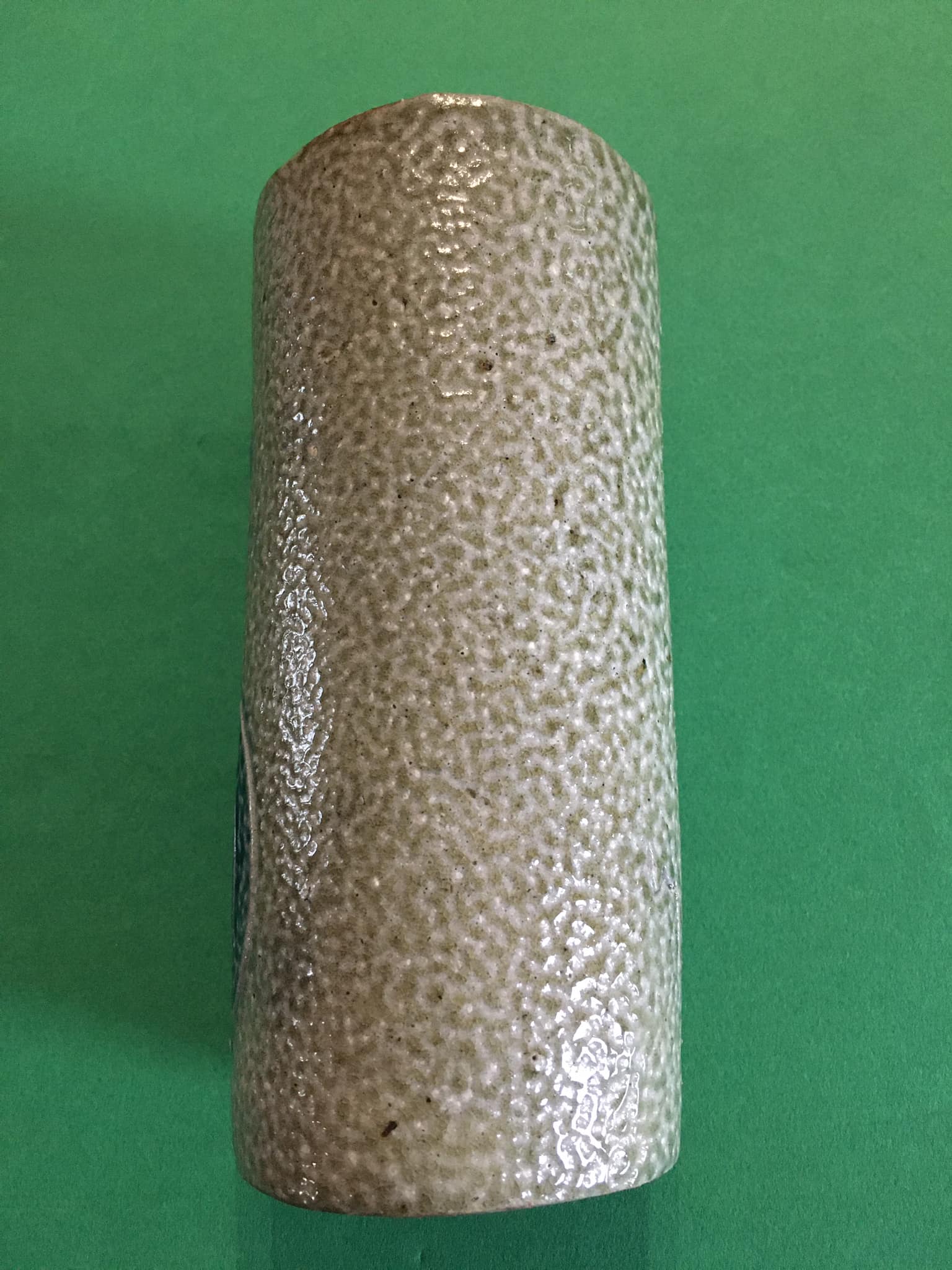 Sandstone scroll vase signed Jean Claude Monange, daisy motif