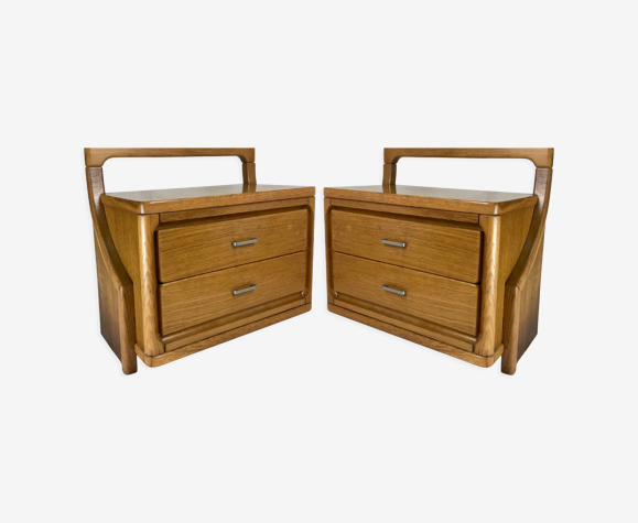 Tables de nuit en chêne scandinave danois de forme libre, années 1970