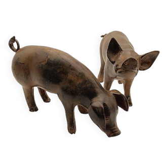 Pair of Bronze P. Chenet - Pig