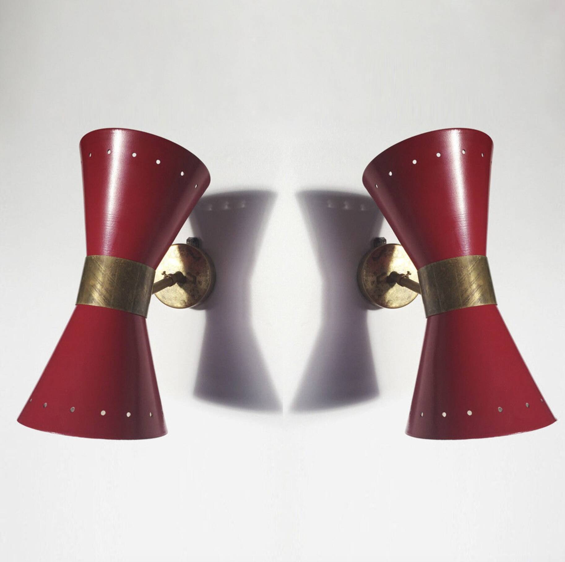 Pair of diabolo wall lights, 1950
