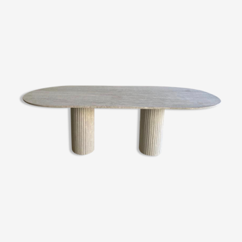 Oblong dining table - Olya - 160x90 - natural travertine