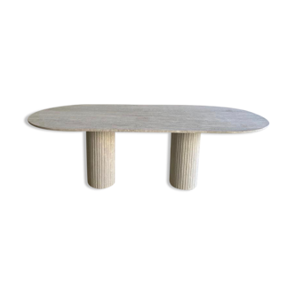 Oblong dining table - Olya - 160x90 - natural travertine