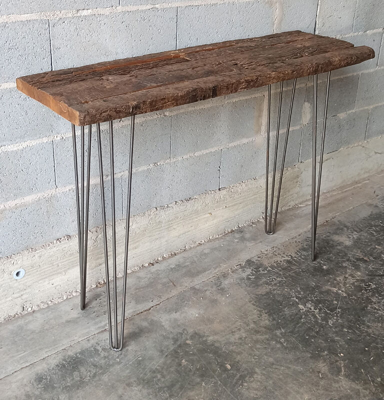 Wooden console, metal feet