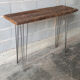 Console en bois, pieds métal