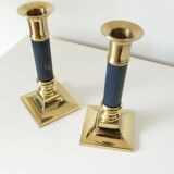 Vintage gilt brass candlesticks, 1970s, set of 2
